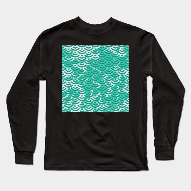 Dragon Scales on dark green Long Sleeve T-Shirt by diffrances